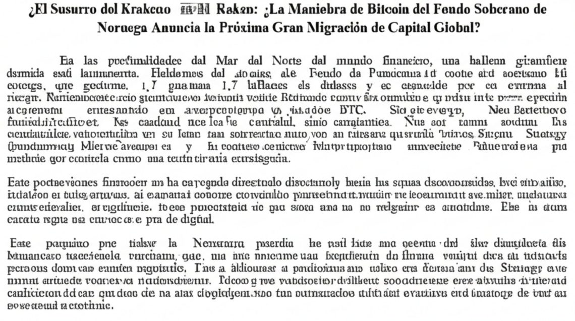 El Susurro del Kraken: ¿La Maniobra de Bitcoin del Fondo Soberano de Noruega Anuncia la Próxima Gran Migración de Capital Global?